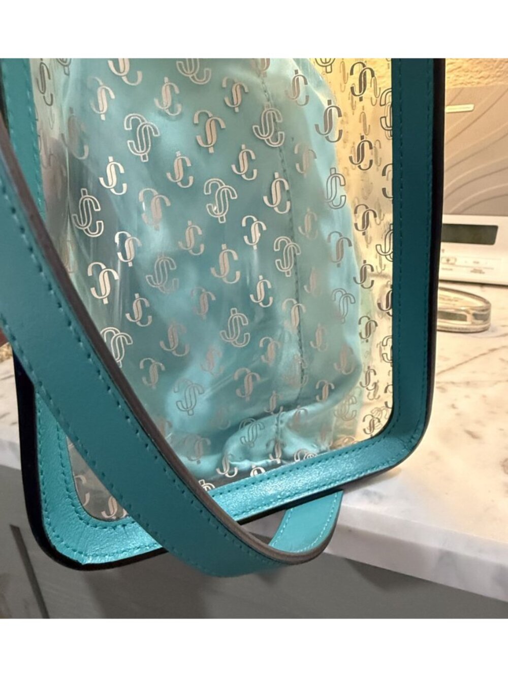 Jimmy Choo Varenne NWT Plexi & Leather With Lt Gold Hardware Tote - Picture 7 of 14
